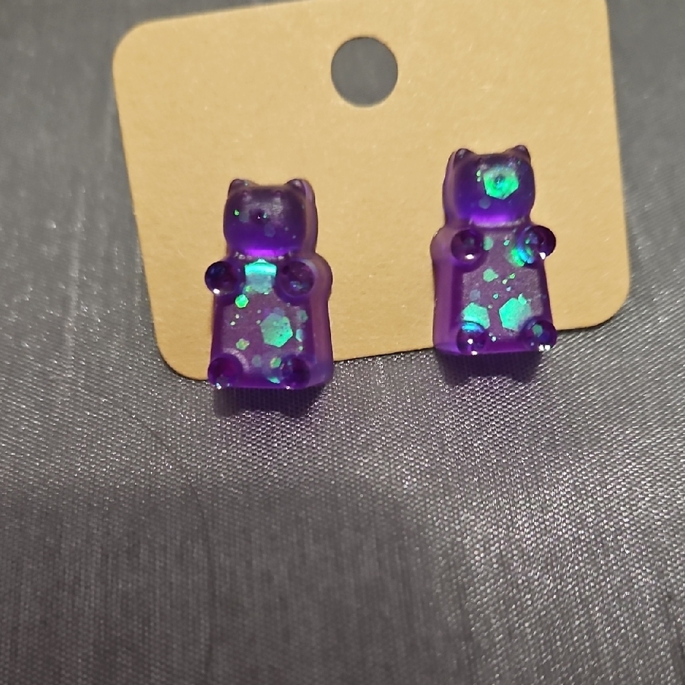 Purple Gummy Bear Earrings